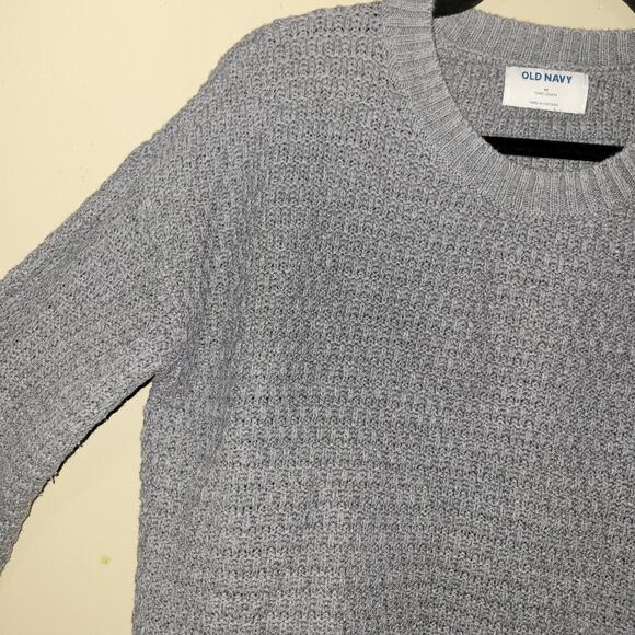 Old Navy Woman's M Gray Waffle Weave Sweater Long Sleeve Tunic Length - Picture 7 of 9